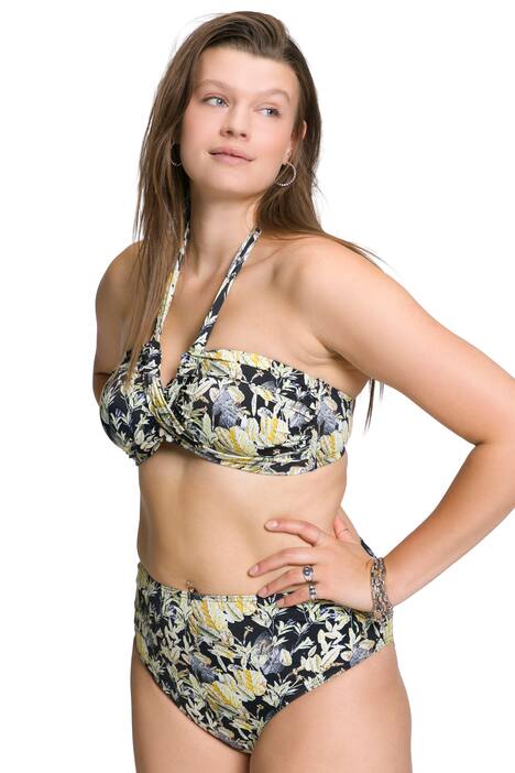 Bikiny top, vázání za krk, měkké košíčky, řasení