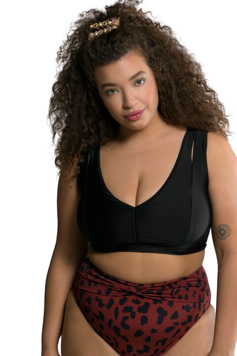 Bikiny top, měkké košíčky, průstřihy, výstřih do V