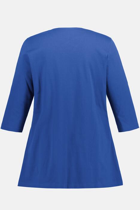 Camiseta larga, línea A, cuello redondo, manga 3/4