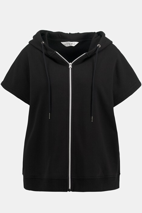 Sweatjacke, oversized, cropped, Kapuze