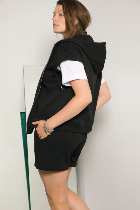 Sweatjacke, oversized, cropped, Kapuze