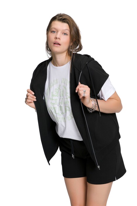 Mikina, oversize, zkrácená, kapuce