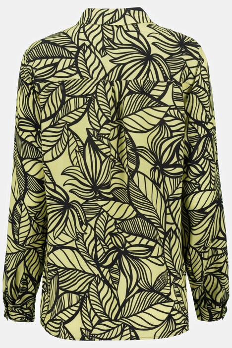 Satinbluse, Identity, Blüten, Stehkragen, Langarm