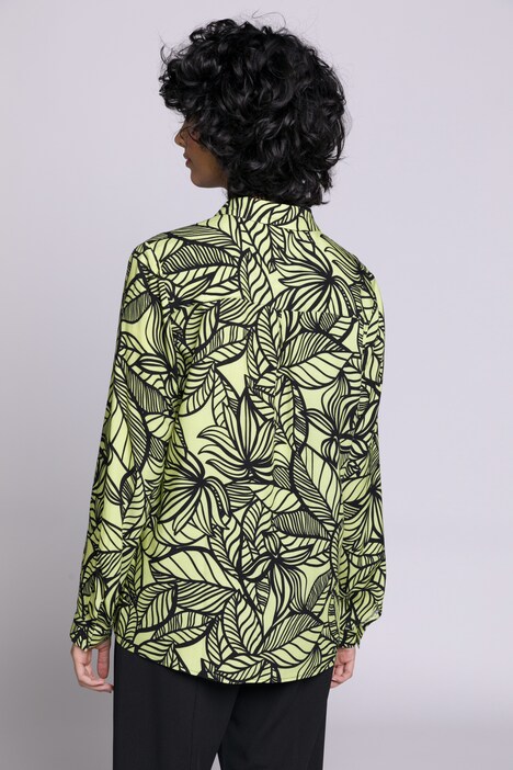 Satinbluse, Identity, Blüten, Stehkragen, Langarm
