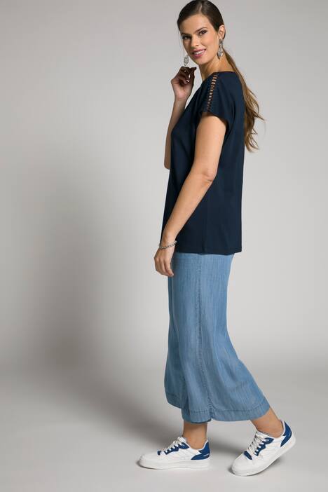 T-Shirt, Zierband, Oversized, Rundhals, Halbarm
