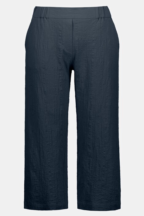 Pantalon 7/8 Mary, texture crépon, jambe large, ceinture confort