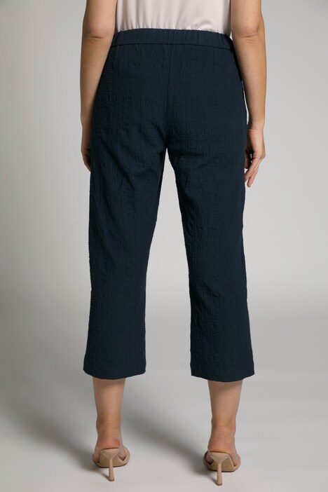 Pantalon 7/8 Mary, texture crépon, jambe large, ceinture confort