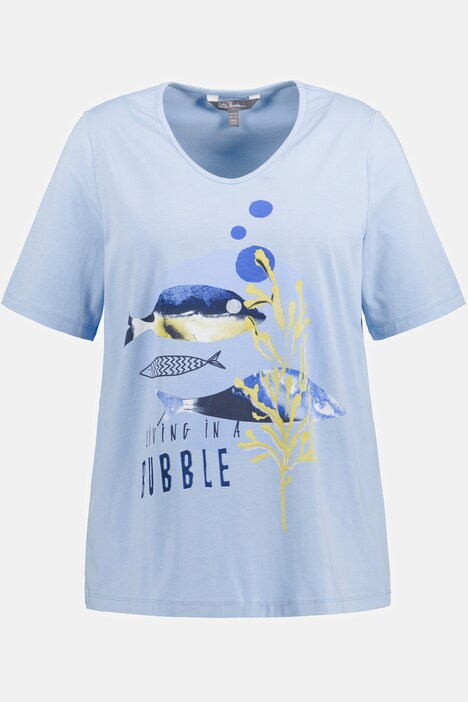 T-shirt, fisk, klassisk, V-udskæring, halværmer
