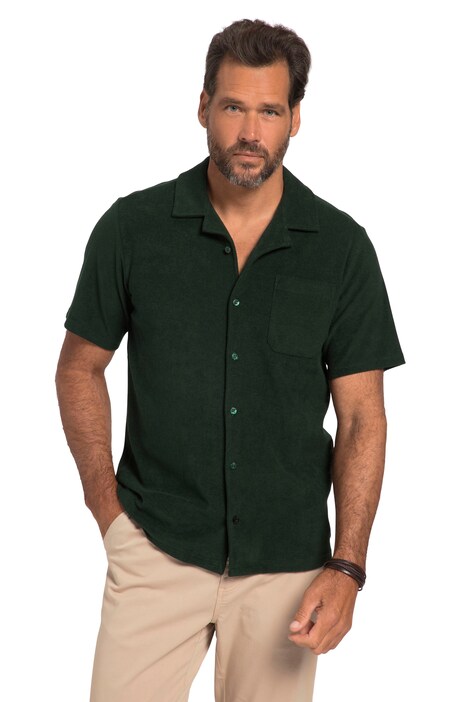 Froté košile, krátké rukávy, Cuba límec, střih Modern Basic