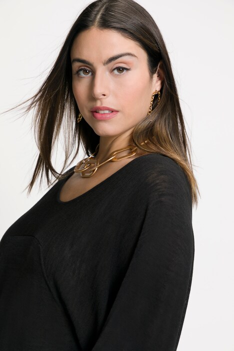Jumper, hørblanding, rund hals, flagermushalværmer
