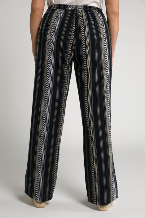 Graphic Stripe Elastic Waist Wide Leg Rose Fit Pants