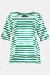 Brushstroke Stripe Round Neck Stretch Knit Top