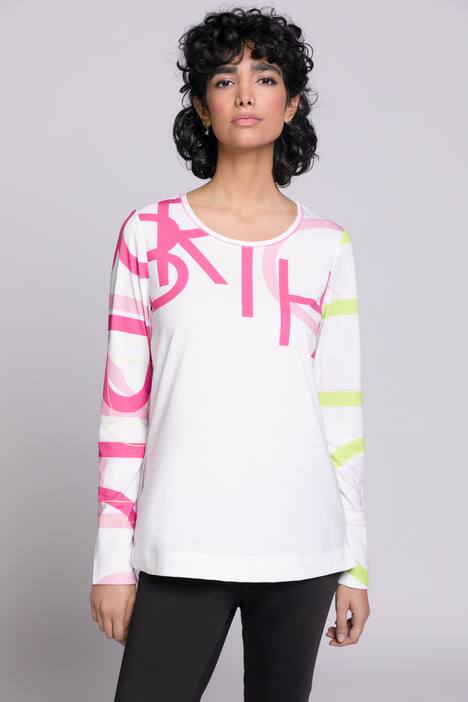 Shirt, Schriftdruck, Rundhals, Langarm, schnelltrocknend