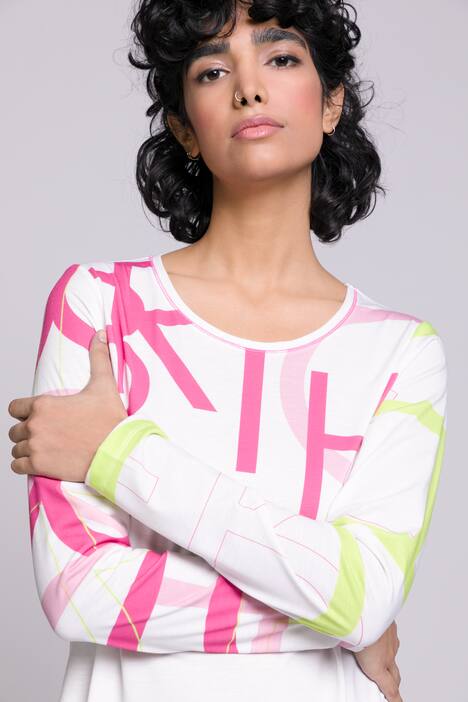 Shirt, Schriftdruck, Rundhals, Langarm, schnelltrocknend
