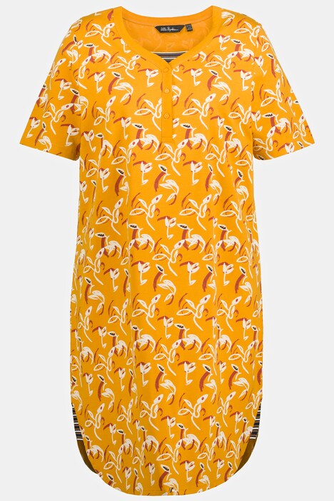 Grand T-shirt, tulipes, décolleté tunique, manches courtes