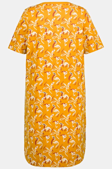 Grand T-shirt, tulipes, décolleté tunique, manches courtes