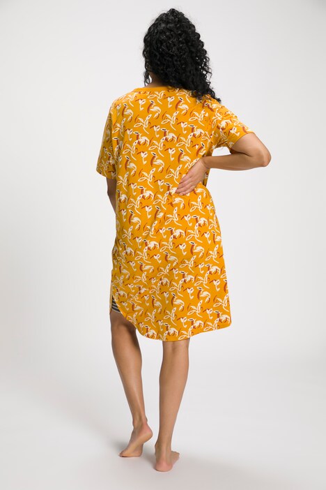 Grand T-shirt, tulipes, décolleté tunique, manches courtes