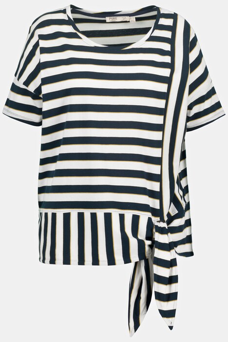Eco Cotton Stripe Mix Tie Hem Oversized Fit Tee
