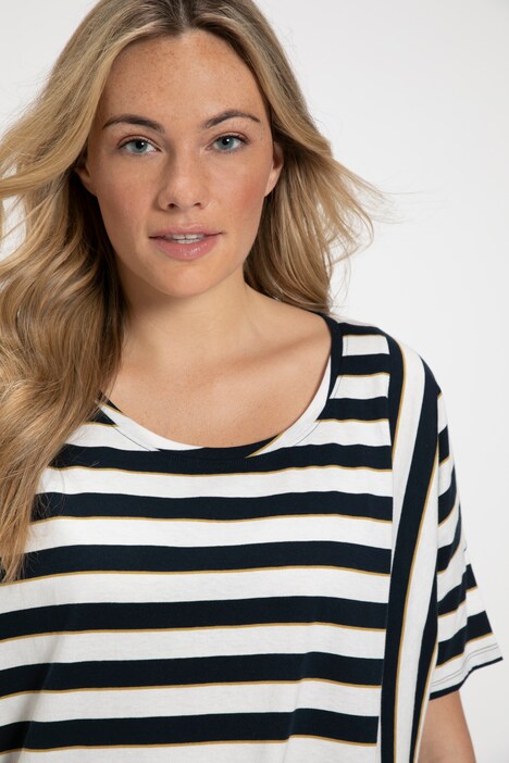 Eco Cotton Stripe Mix Tie Hem Oversized Fit Tee