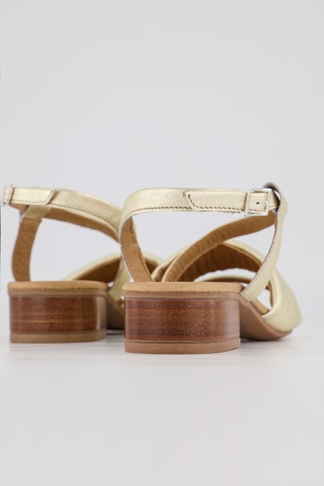 Sandalettes en cuir, lanière orteils, fermeture élastiquée, largeur H