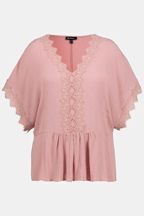 tuniek, kant, oversized, V-hals, korte mouwen