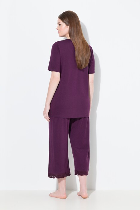 Pyjama, ogenborduursel, V-hals, korte mouwen, modalmix