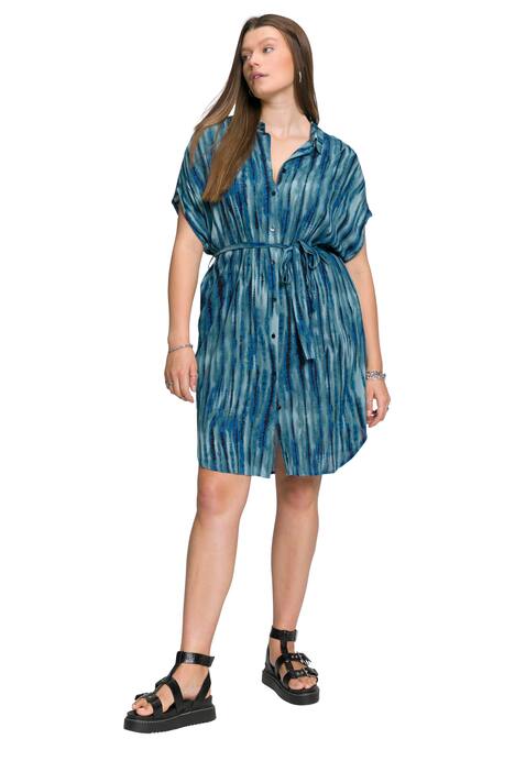 Košilové šaty, oversize, límeček, krátké rukávy, batikovaný vzhled