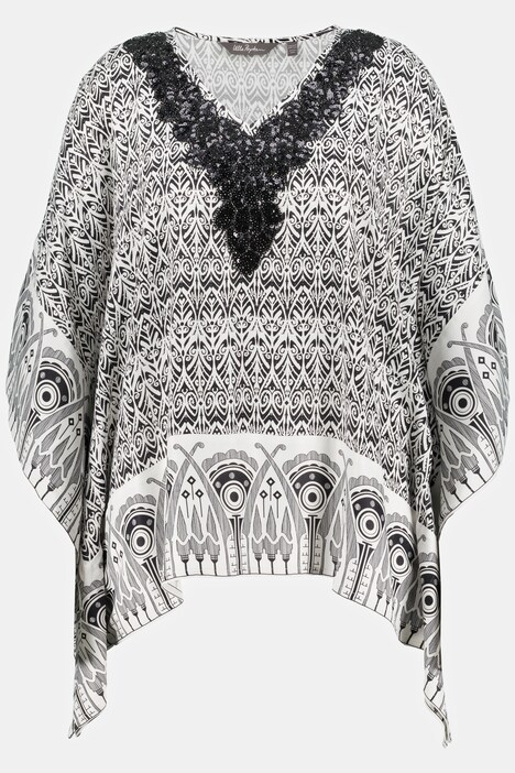 kaftan blouse, oversized, V-hals, 3/4-mouwen