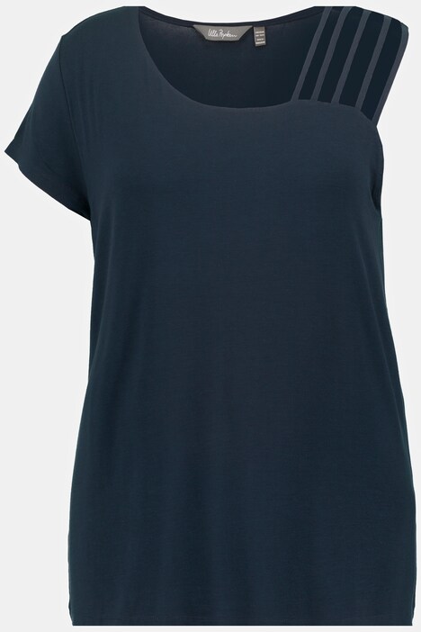 T-shirt, classic, asymmetrische hals, kapmouwtje