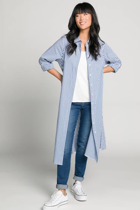 Longbluse, Identity, Streifen, Hemdkragen, Langarm