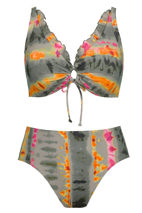 Bikiny, batikované pruhy, volány, měkké košíčky