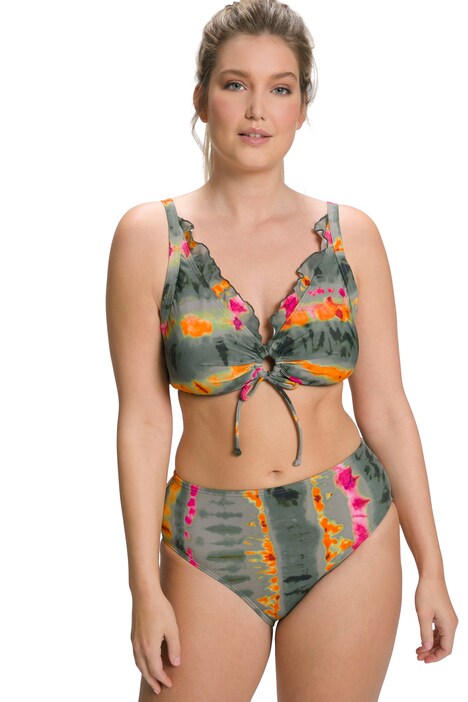 Bikiny, batikované pruhy, volány, měkké košíčky