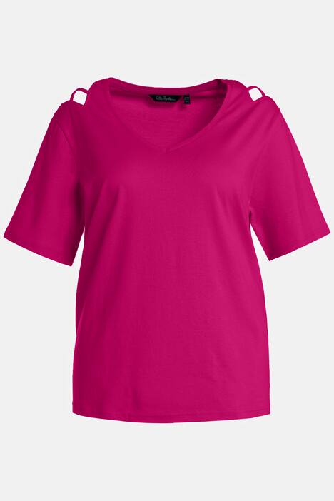 T-shirt, skulderslidser, V-udskæring, halværmer