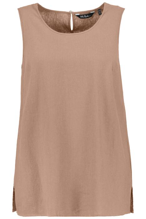 Halenkový top, A střih, kulatý výstřih, lněná směs, bez rukávů