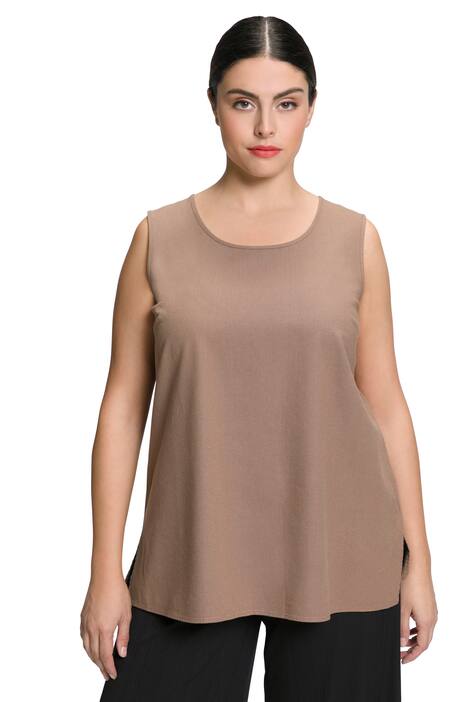 Halenkový top, A střih, kulatý výstřih, lněná směs, bez rukávů