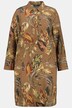 Robe en lin, motif, col chemise, manches longues