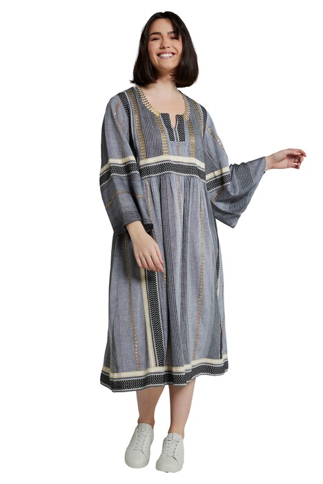Kaftan, etno vzor, A střih, tunikový výstřih, 3/4 rukávy