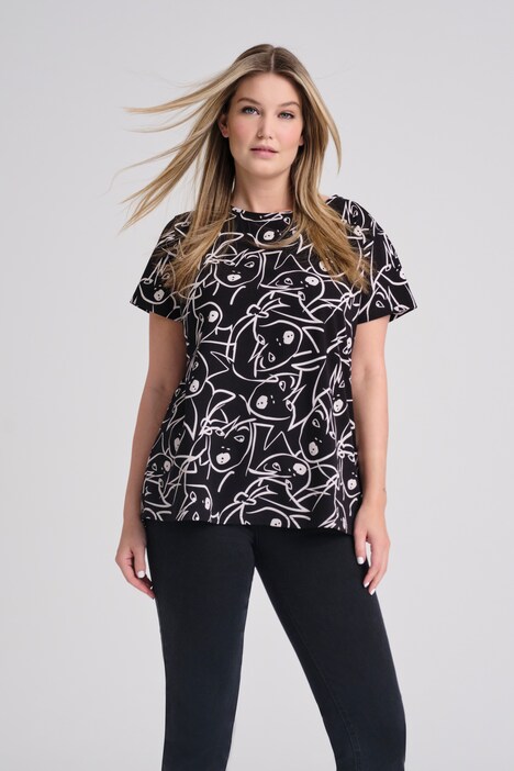 T-shirt, ansigt, u-bådsudskæring, halvlange ærmer