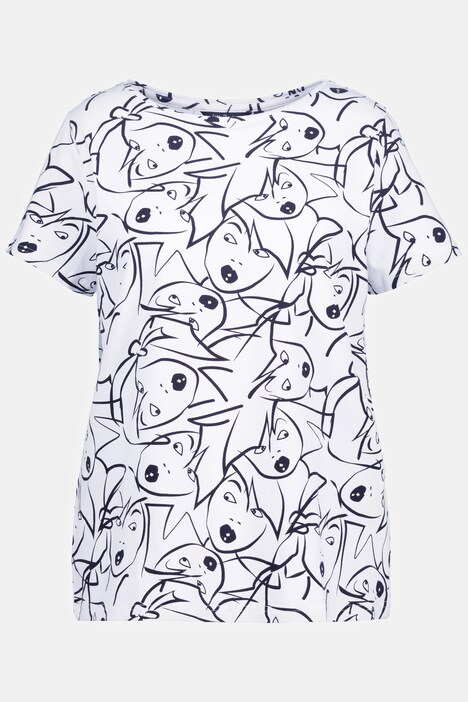 T-shirt, ansigt, u-bådsudskæring, halvlange ærmer