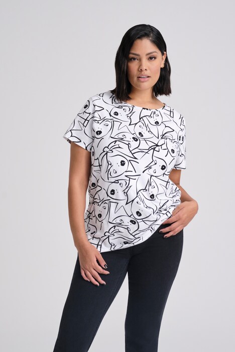 T-shirt, ansigt, u-bådsudskæring, halvlange ærmer