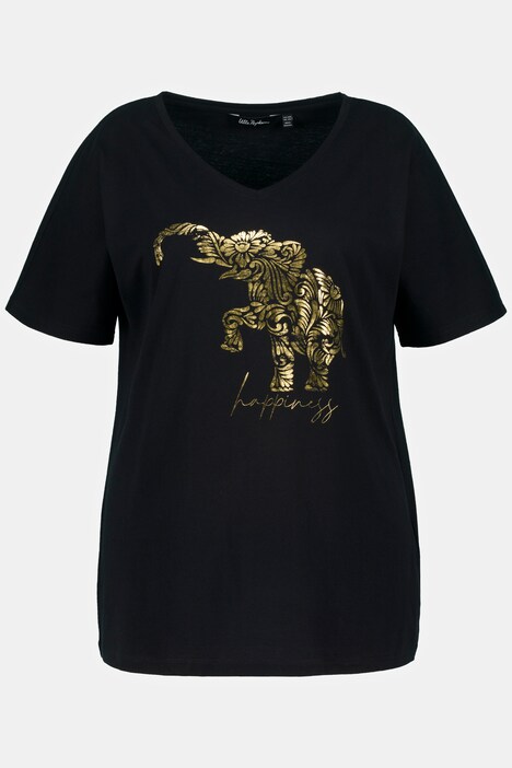 T-shirt, olifant, oversized, V-hals, korte mouwen