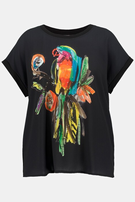 T-shirt, perroquet, Oversized, encolure ronde, manches courtes
