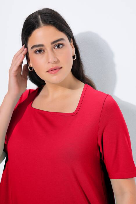 T-shirt, A-form, firkantet udskæring, korte ærmer