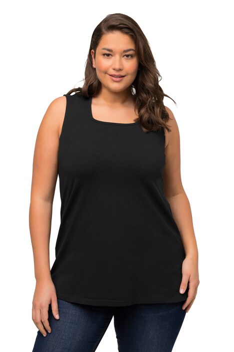 Basic top, A střih, hranatý výstřih, bez rukávů