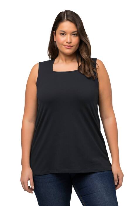 Basic top, A střih, hranatý výstřih, bez rukávů