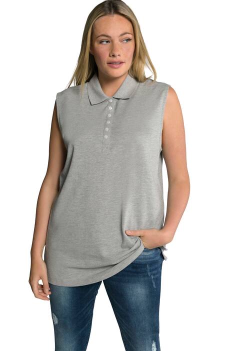 Polo top, Regular, polo límeček, bez rukávů