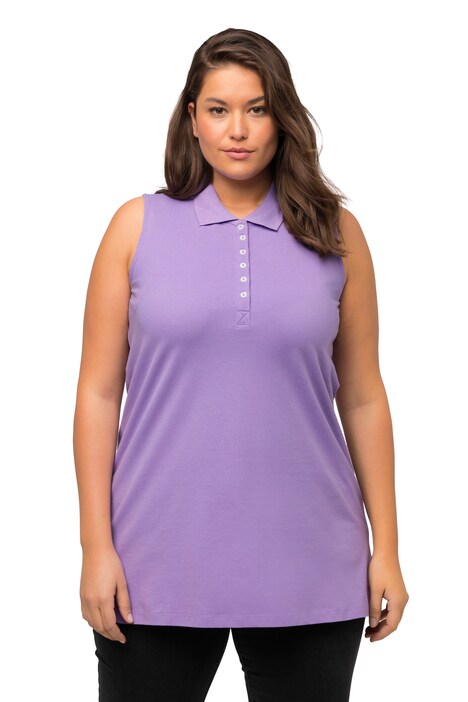 Polo top, Regular, polo límeček, bez rukávů