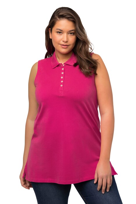 Polo top, Regular, polo límeček, bez rukávů