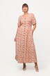 folklore jurk, bloemen, ronde hals, korte mouwen, linnen blend