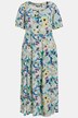 Robe, tenue traditionnelle bavaroise, fleurs, col rond, manches courtes, lin mélangé
